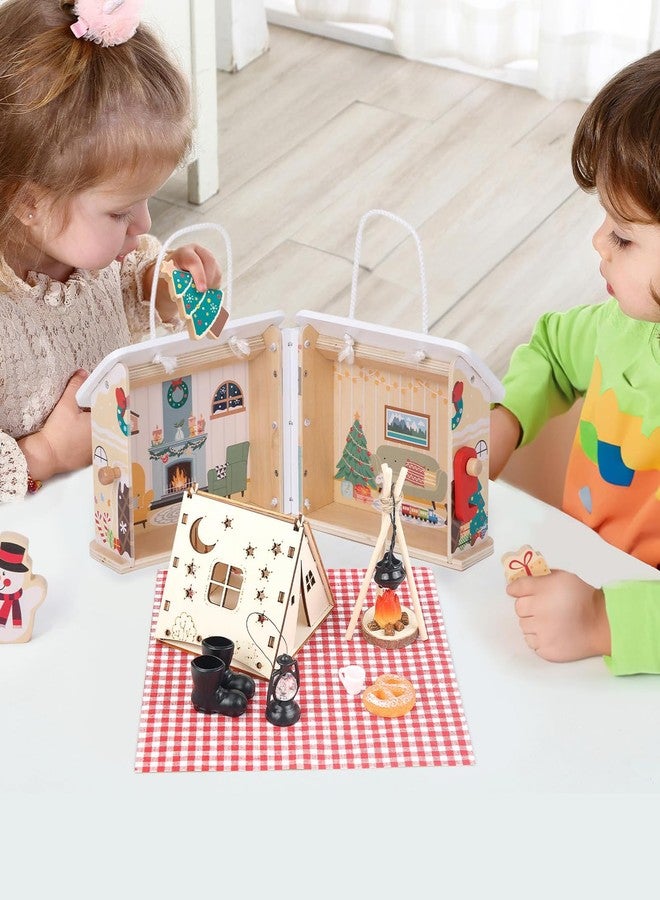 أثاث بيت الدمى، مجموعة مشهد خارجي مصغر لبيت الدمى في عيد الميلاد، تتضمن خيمة لإكسسوارات وأثاث بيت الدمى، هدية مثالية لمعظم الأعمار - Image 5